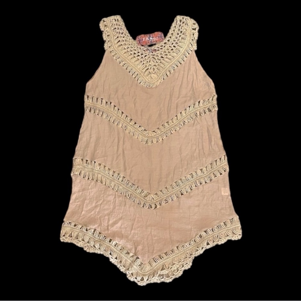NWT Selfie Couture by Trendology Boho Crochet Hanky Hem Tank Top